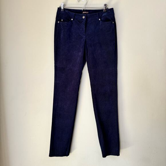J.McLaughlin Pants Women 4 Blue Corduroy Straight Leg MidRise 30X31 Stretch - Picture 1 of 15
